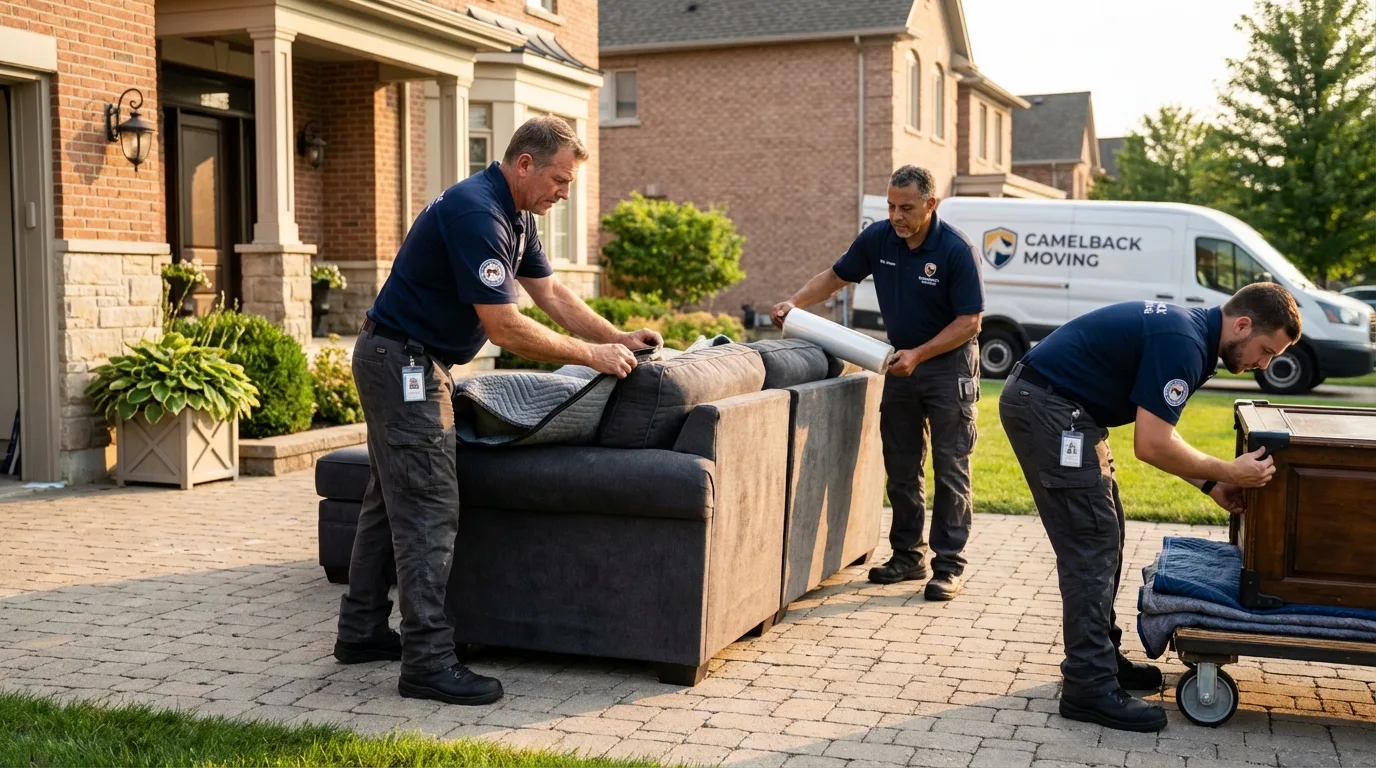 Large estate moving crew wrapping furniture in Jackson, LA